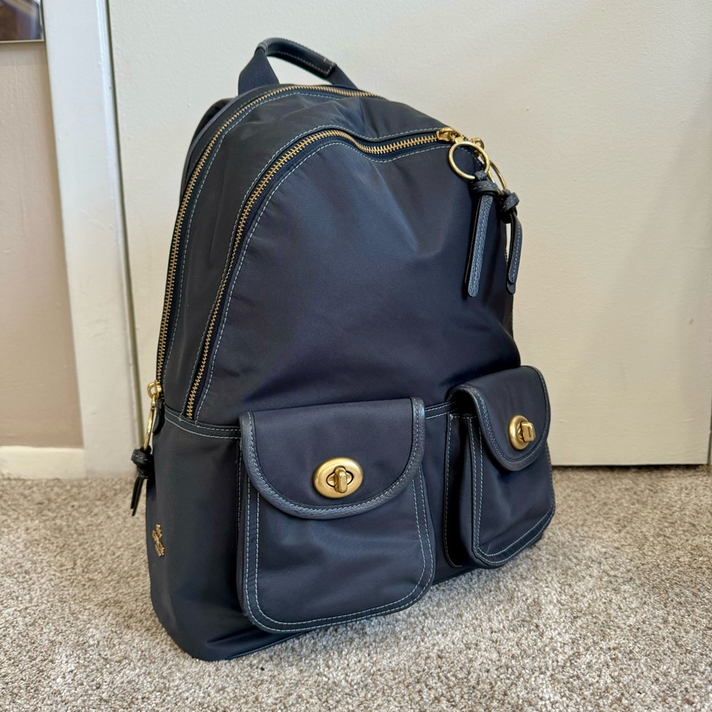Coach Nylon Cargo Carrie Backpack - Midnight Navy